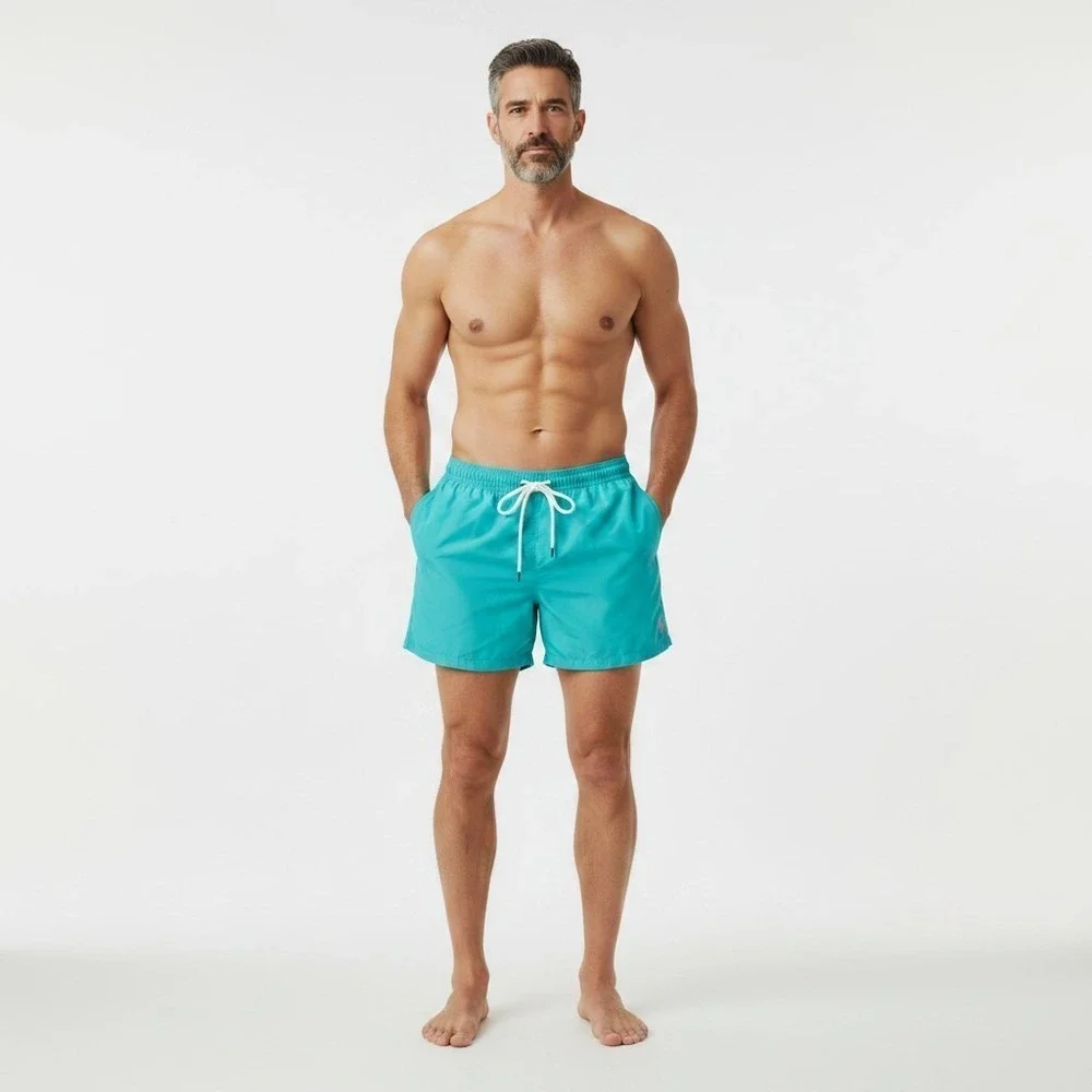 Polo Ralph Lauren Mens Turquoise Blue Pink Pony Swim Trunk Shorts preppy SZ L